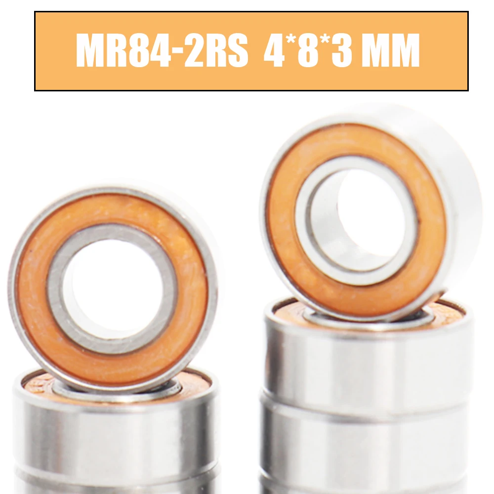 

MR84RS Bearing 10PCS 4*8*3 mm ABEC-3 Hobby Electric RC Car Truck MR84 RS 2RS Ball Bearings MR84-2RS Orange Sealed