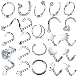 1PC Steel Nose Screw Piercing Nostril Earring Cartilage Piercings Fake Nose Septum Hoop Women Nariz Stud Piercing Jewelry