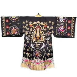 Taoist supplies, small sleeve five thunder Dharma clothes, Handmade Gold Silk Dharma clothes, black, Taoist Dharma objects