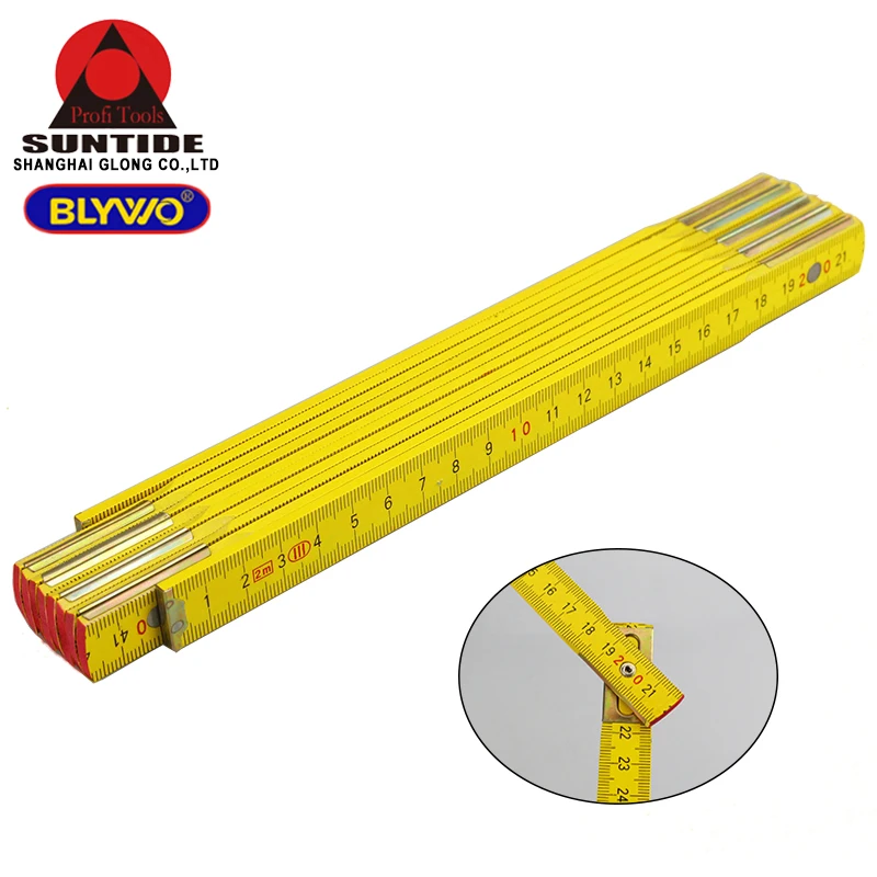 Foldable Ruler portable wooden ruler Yellow Folding Ruler 2 metre carpenter ruler woodworking measurement ruler