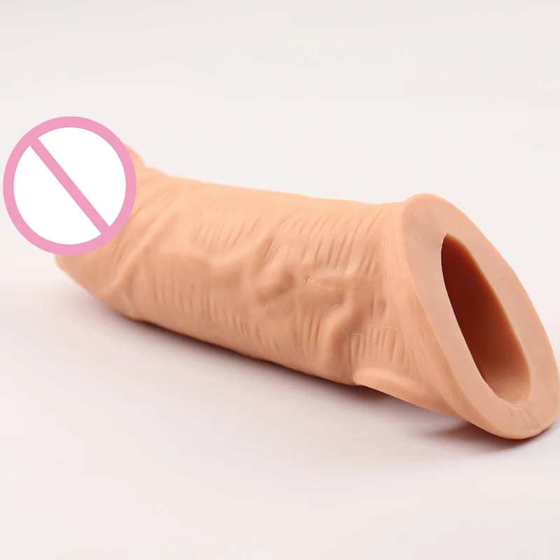 20Cm Thicken Condom Reusable Penis Enlargement Sleeve Realistic Dick Dildo Cock Ring Delay Ejaculation Sex Toys For Men Sex Shop