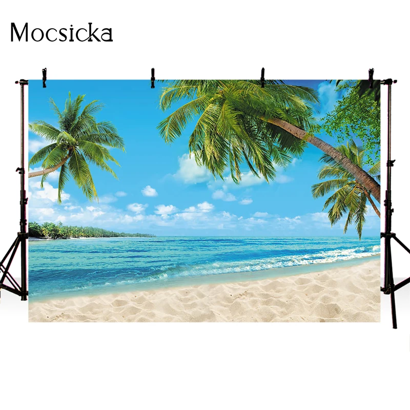 Mocsicka Natural Scenery Photography Background Summer Beach Sea Water Decoration Props Child Portrait Photo Backdrop Studio