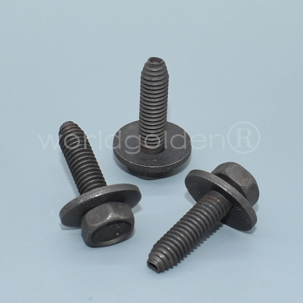 worldgolden 100pcs metal fasteners Zinc Black Hexagon Tapping Screw for GM 11503834*,20351035*