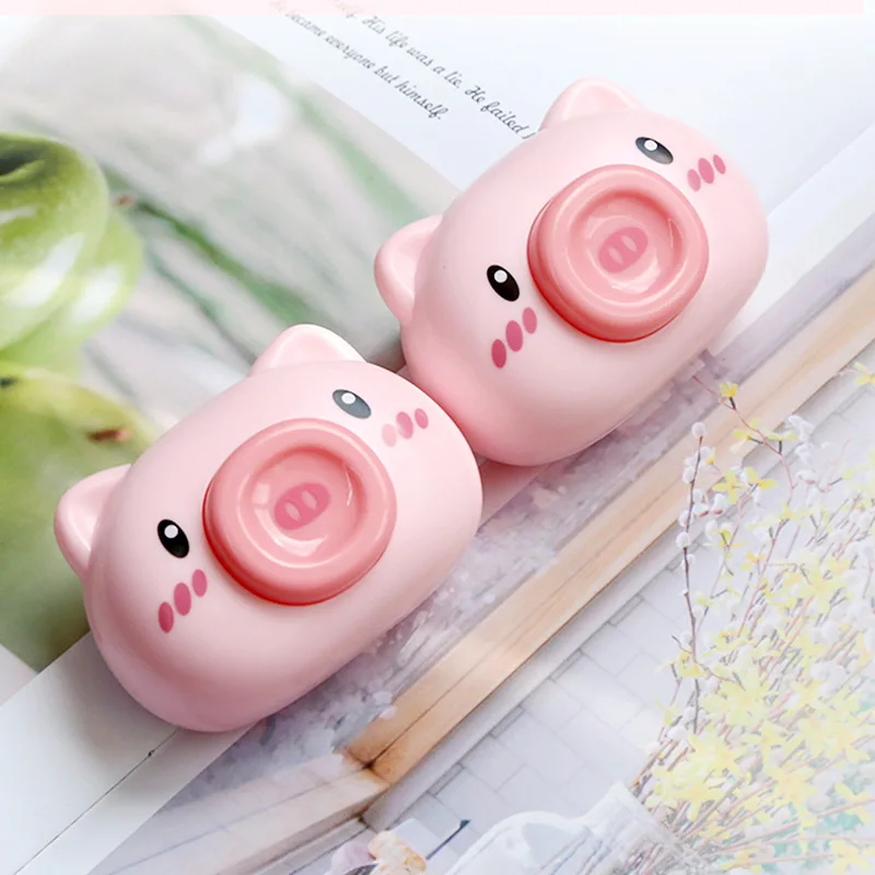 Pink pig head contact lens case cute cartoon glasses case lens container glasses case can as gift