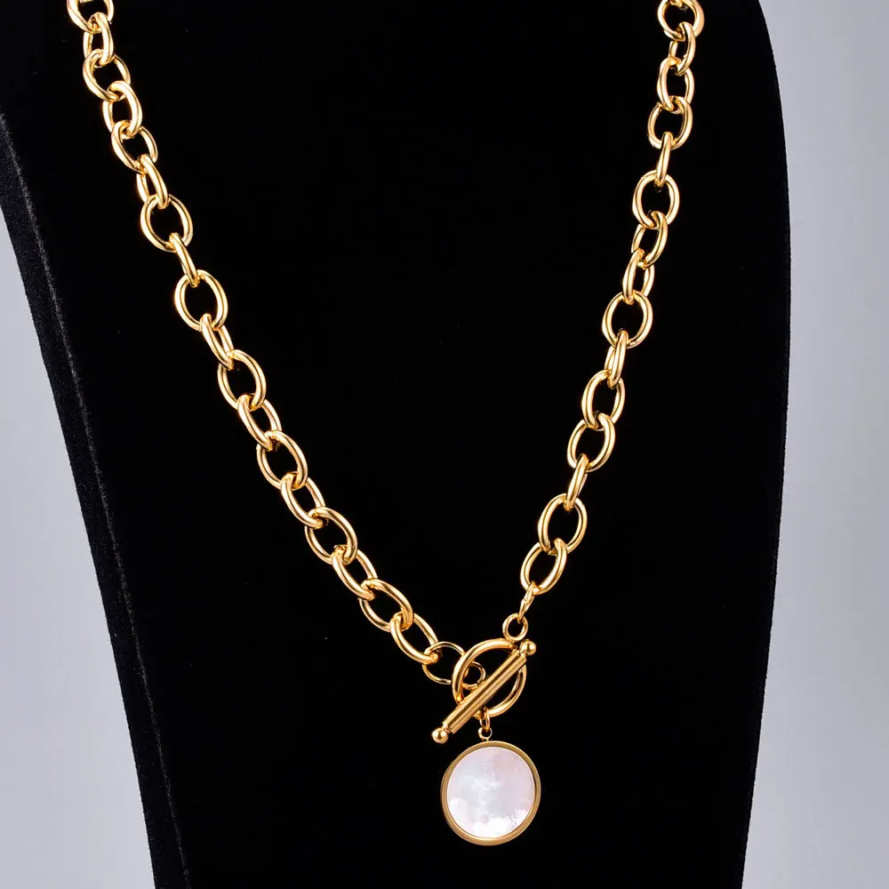 SOMMAR 2020 new hit Gold Plated color Maiden necklaces & pendants Thick-chain white shell maxi necklace wedding jewelry image 3