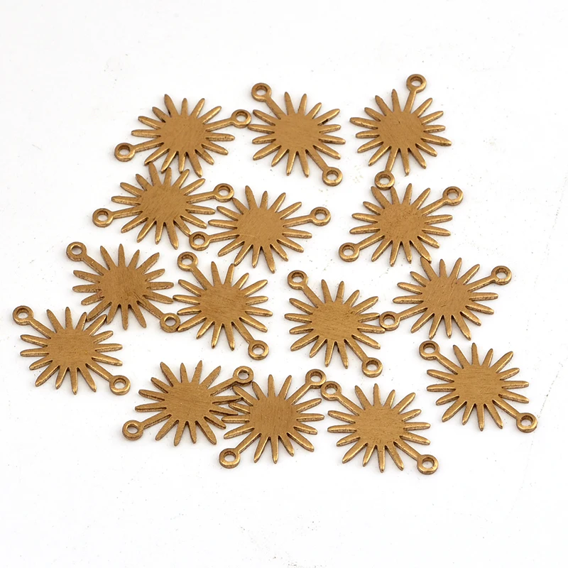 20pcs Brass Double Hanging Glossy Sun Flower Small Sun Charm Pendant DIY Bracelet Necklace Accessories