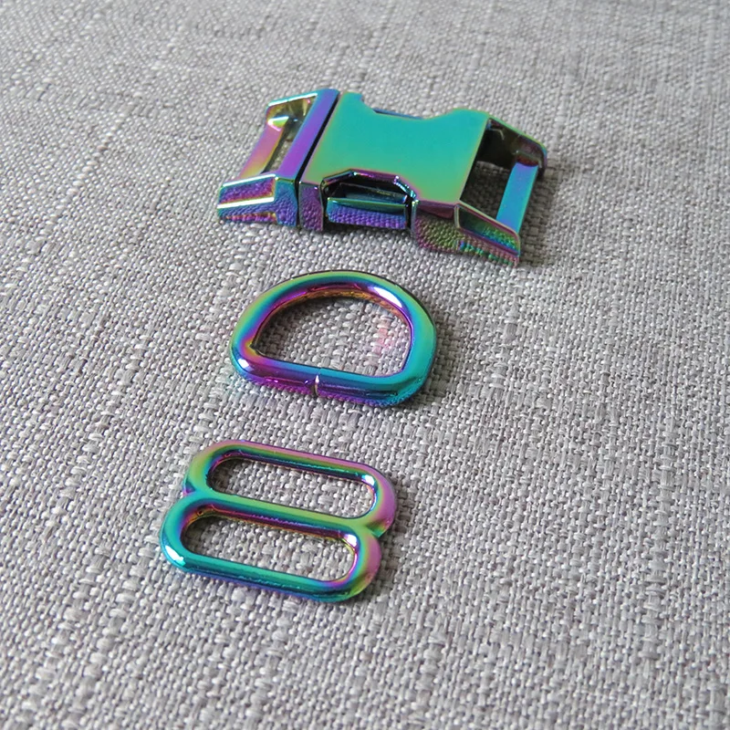 10Sets 20mm Wholesale DIY Dog Collar Metal Buckles Webbing Slider Loops Strap Bag Belt Adjuster D Ring Clasp Garment Accessories