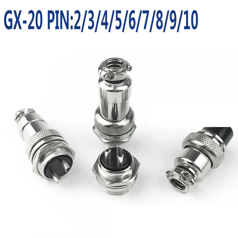 1Set GX20 Aviation Connector Plug Socket Circular Connector 2 3 4 5 6 7 8 9 10 12 13 14 15 Pin M19 19mm Cable Wire Male Female