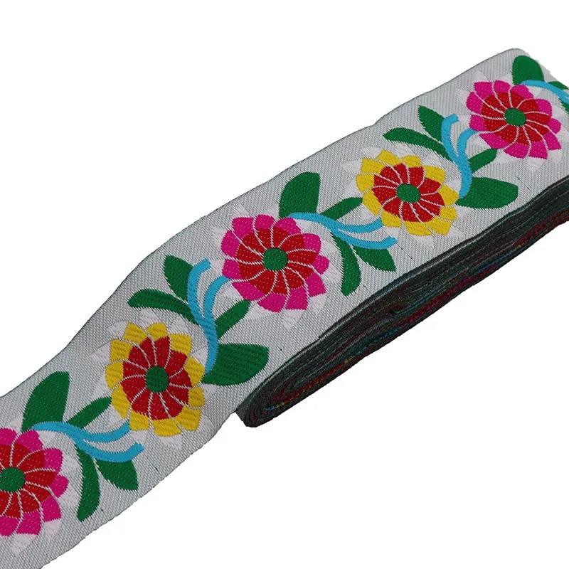 7 Yards 5cm fiori motivo geometrico Vintage etnico ricamo nastri di pizzo rifiniture in pizzo vestiti per tende fai da te tessuto per cucire nastro