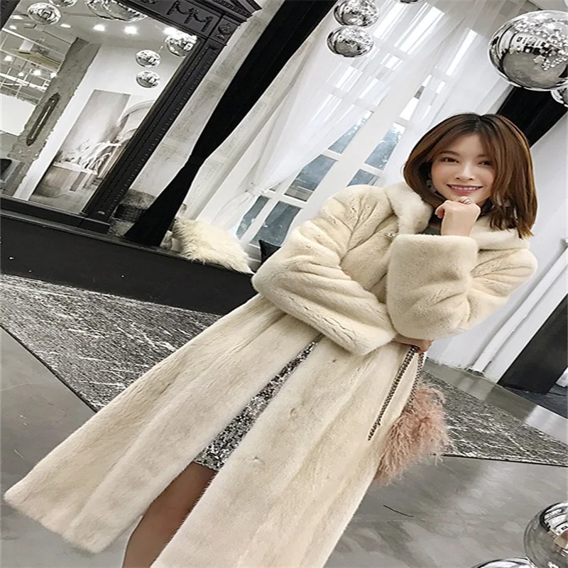 Fashion Women Jacket New Artificia Mink Fur Velvet Female Parker Hooded Collar Super Warm Thicken Casual Womens Winter Coat