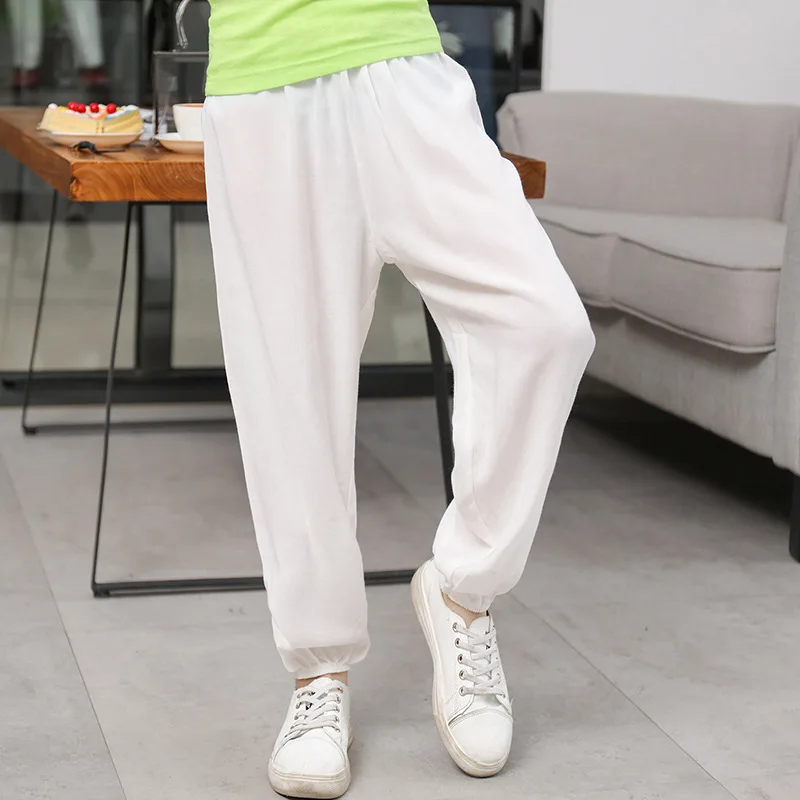 2-10 سنوات المنزل الاطفال ملابس الربيع الصيف البعوض طفل الفتيان الفتيات السراويل الرياضية الأطفال بلون فضفاض القطن بيجامة بنطلون #4