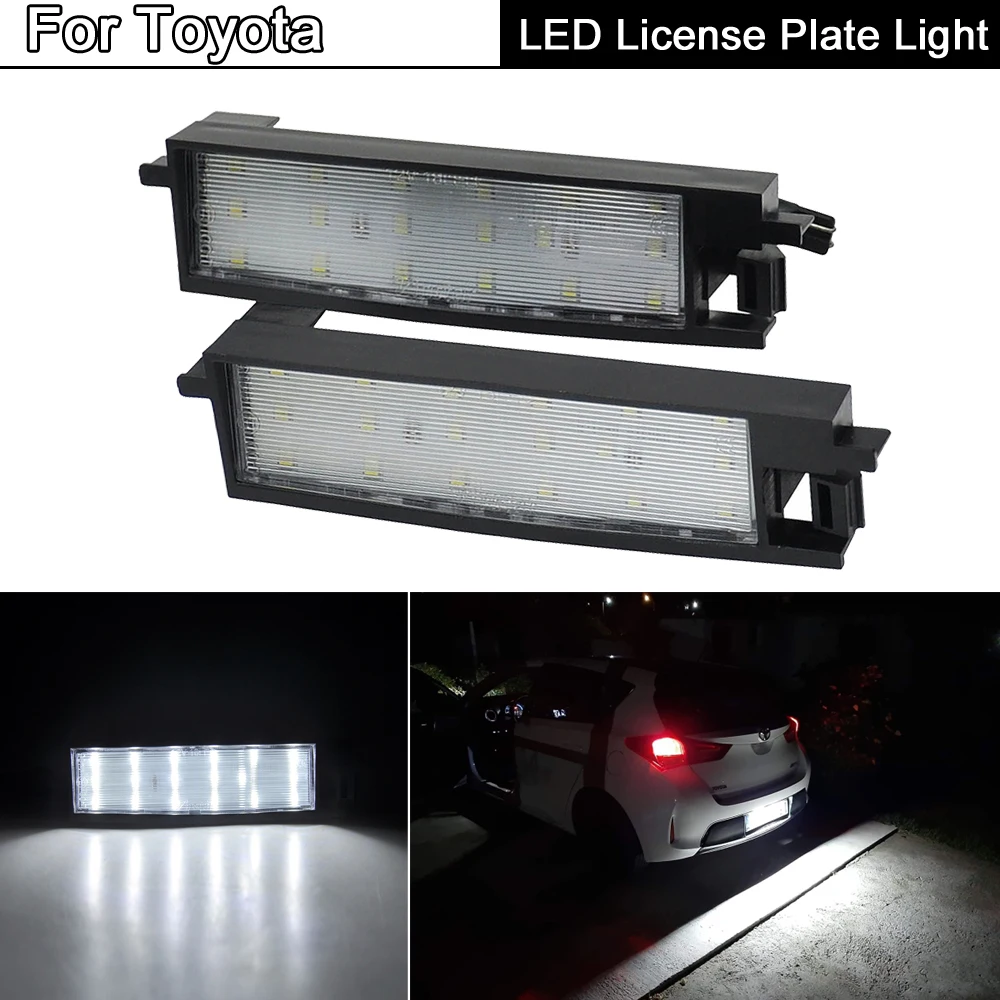 2Pcs White LED License Plate Light Number Plate Lamp For Toyota Auris Aygo Avalon Corolla Yaris Solara Camry Rav4 Vanguard Scion