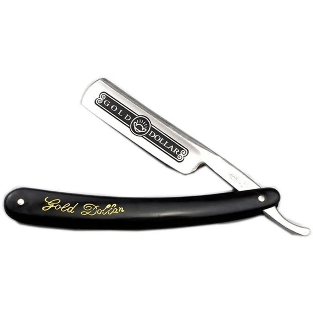 

Men Folding Knife Stainless Steel Shaving Razor Straight Edge Gold Dollar 66 Barber Blades