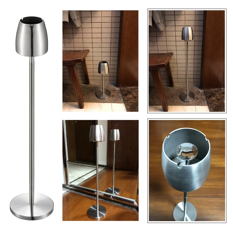 HLZS-Stainless Steel Telescopic Ashtray Floor Standing Ash Tray Ashtray Portable Metal Large Windproof Ashtray Smoking Accessori