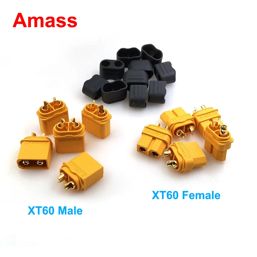 Conector plug amass xt60h original, com estojo caixa fêmea/macho xt60, plugue para rc bateria de lipo rc carros fpv drone