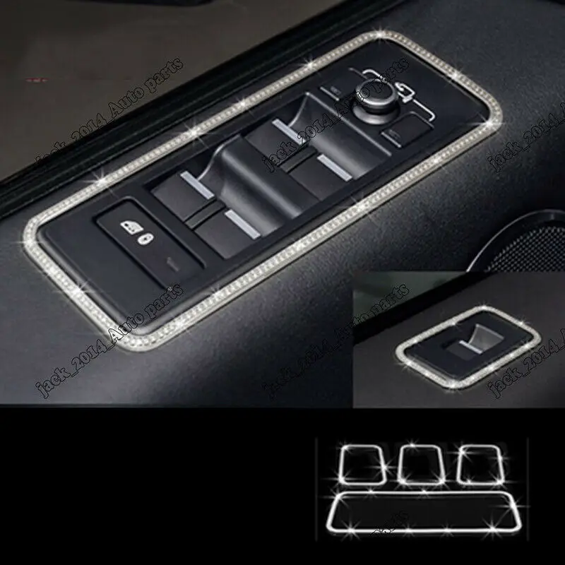 Diamond Window Lift Switch Frame Cover Trim 4pcs for Range Rover Sport 2014 2015 2016 2017