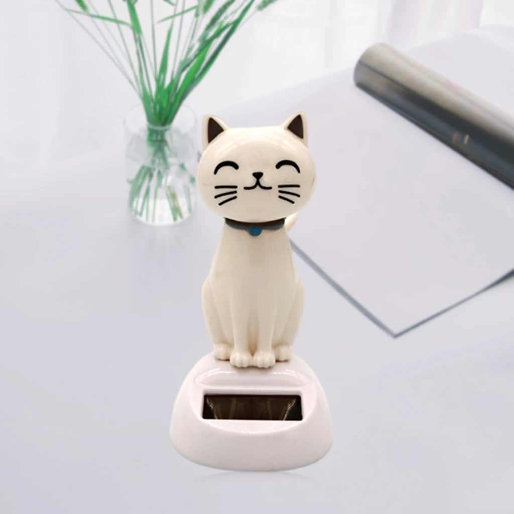 Solar Power Lovely Shaking Head Dancing Little Cat Figure Table Top Office Dashboard Display Bobble Head Doll Toys Trinket