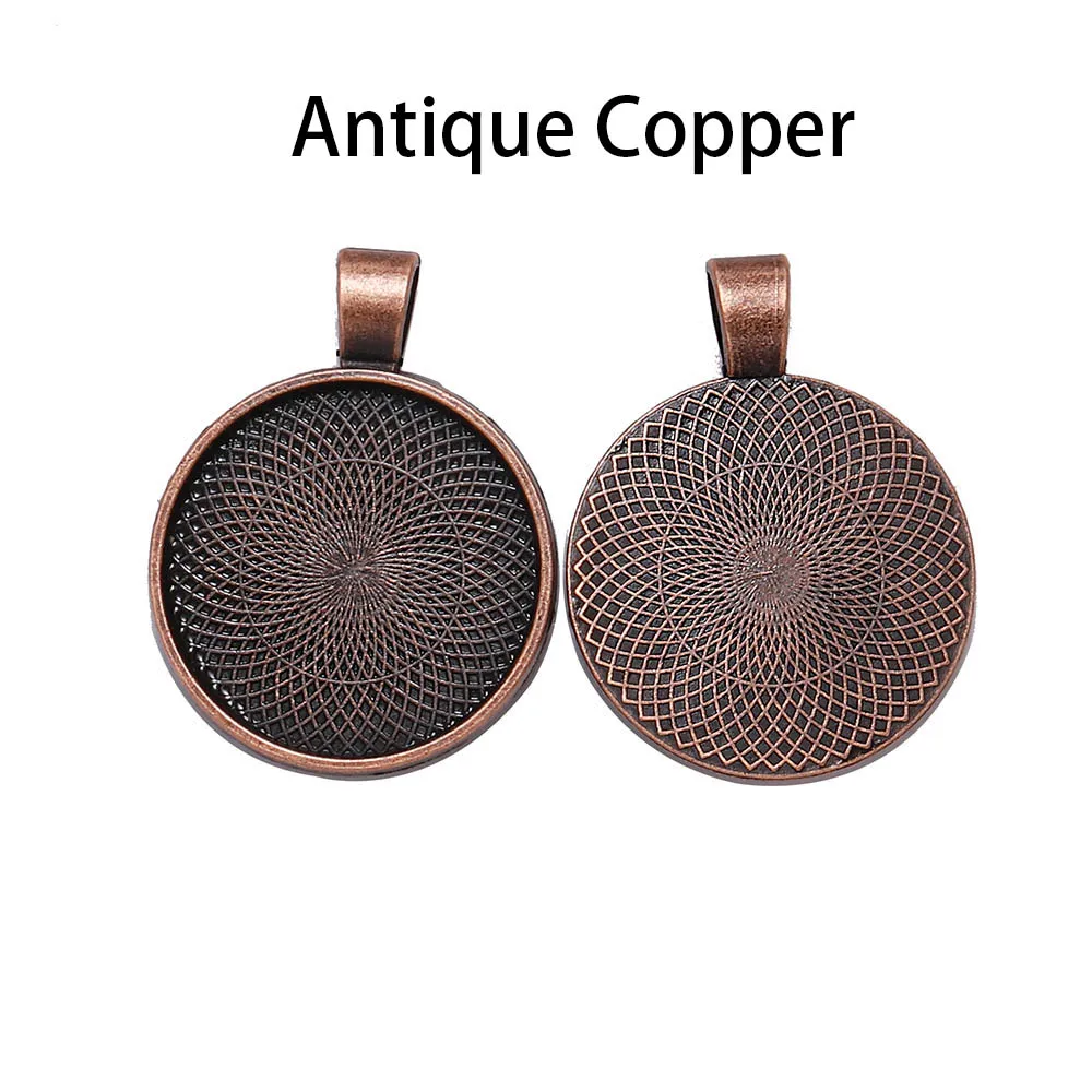 10Pcs 20/25/30mm Halskette Anhänger Einstellung Cabochon Cameo Basis Tablett Lünette Blank Für Anhänger Cabochons schmuck Machen Zubehör