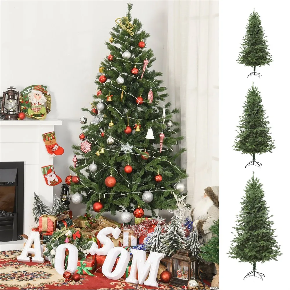 HOMCOM Árbol de Navidad Ø105x210cm con 934 Ramas PE Tridente PVC y Base Plegable