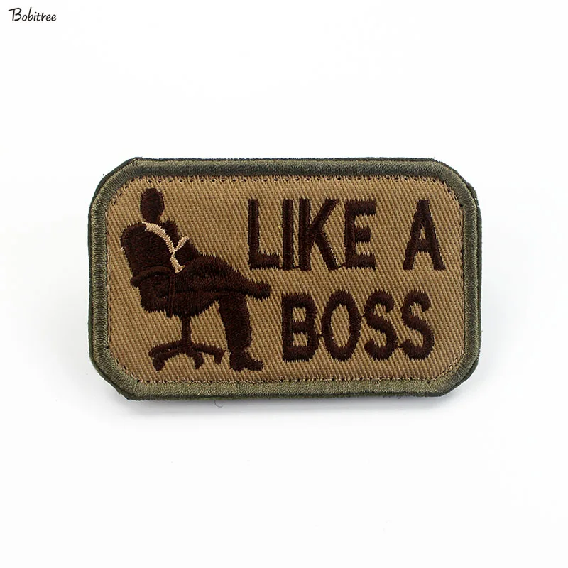 Like a Boss Patches with Hook Loop Creative Badges Embroidered Armband For Backpack Stickers Clothing Decoration