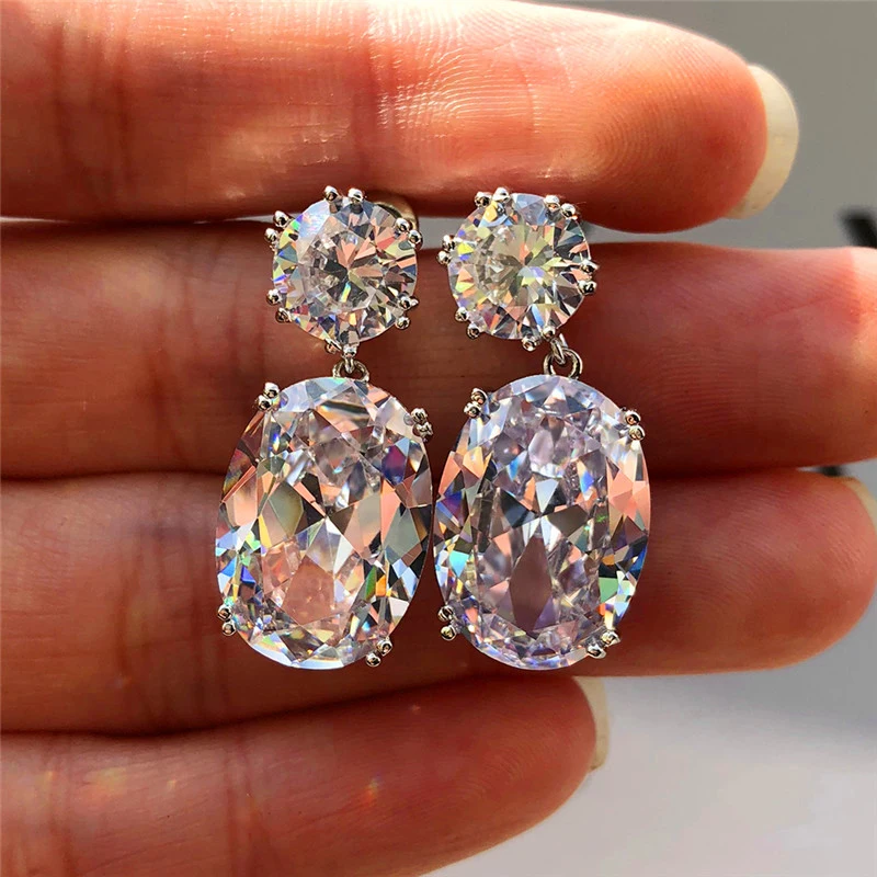 Huitan Simple and Elegant Design Women\'s Earrings 4 Colors Available Cubic Zirconia Dangle Earrings Female Fashion Accessories