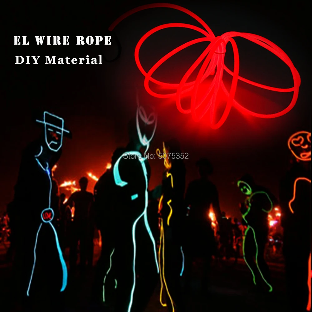 GZYUCHAO EL 1.3mm Flexible EL Wire Rope Waterproof EL Tube Neon Led Light Cable DIY Material For House Decorative