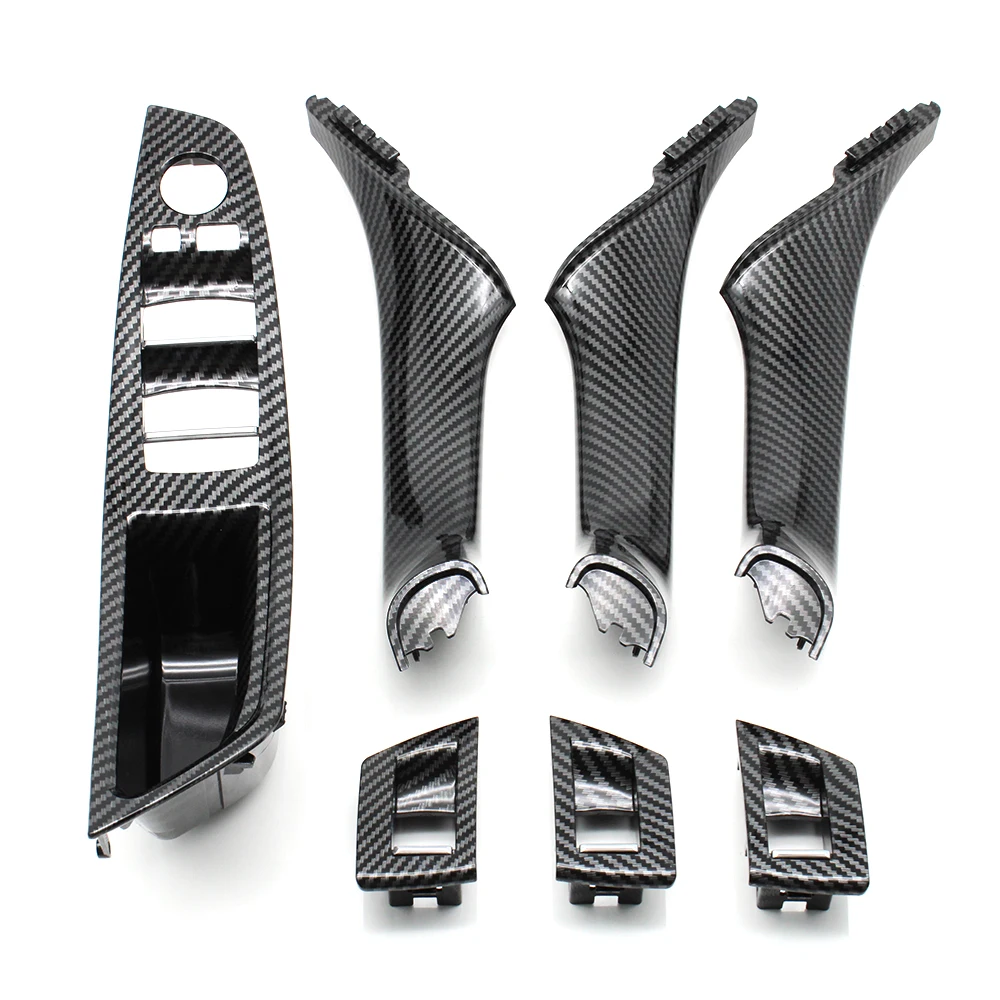 9 farben Links Stick LHD Beige Schwarz Carbon Faser Auto Innen Türgriff Pull 7PCS Set Für BMW 5 serie F10 F18 523 525 528 – Detail 16
