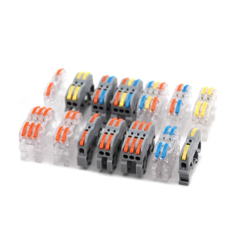 Wire Electrical Din Rail Connectors Fast Universal Compact Conductor Wiring Cable Connector LED Push-in Butt Terminal Block 2Pin