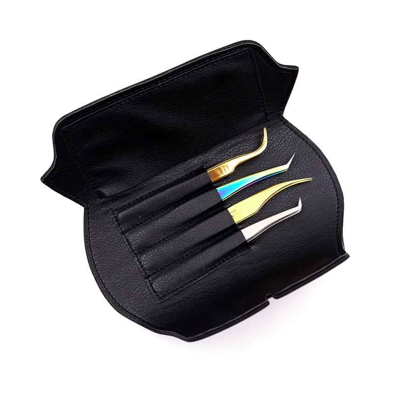 Professional Eyelash Tweezers Storage Bag Empty 4 Holes Eyelashes Extension Organizer Holder Case Beauty Makeup Tools