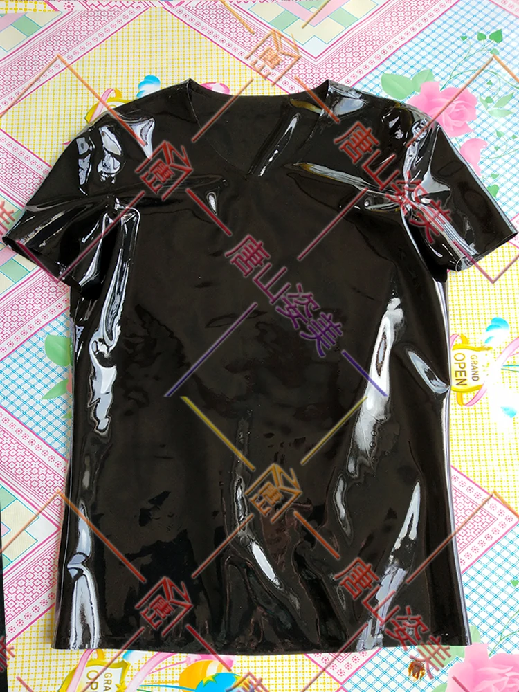 

TEMORISH MEN LATEX TOPS SHORT SLEEVE V NECK NO ZIP CUSTOM MADE