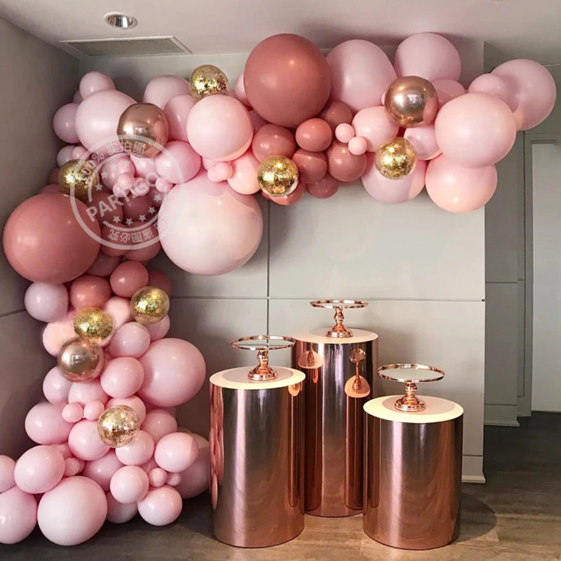 105pcs Retro Pink Balloons Garland Macaron Pink Latex Globos For Wedding Decorations Valentines Day Baby Shower Kids Birthday