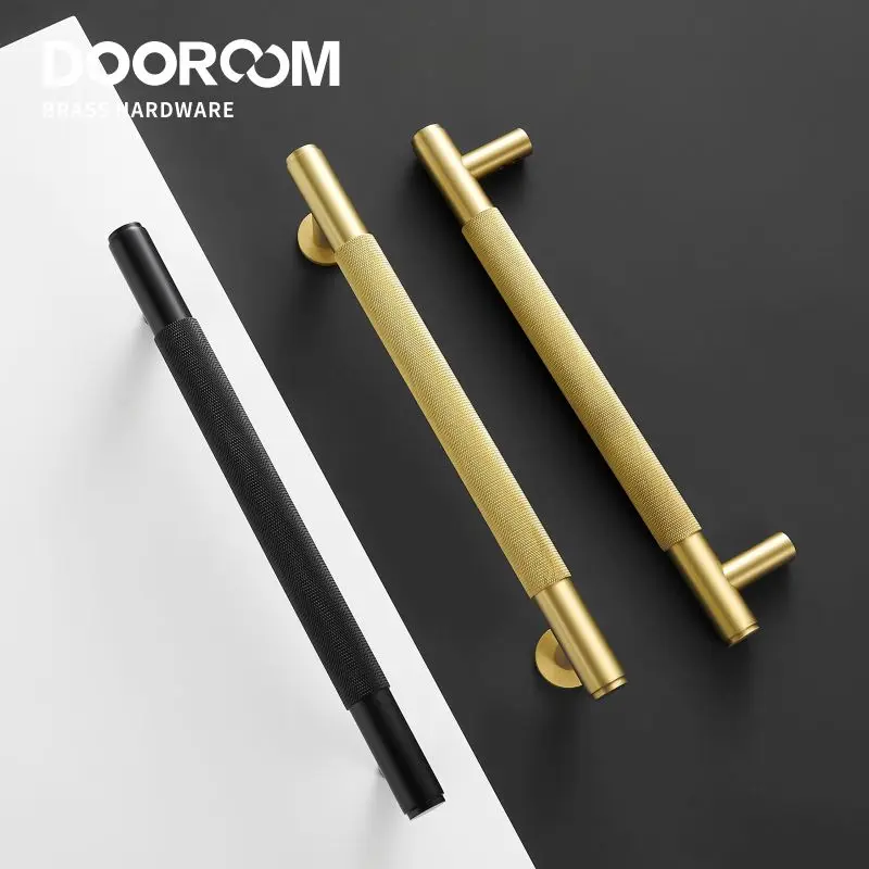 Dooroom Maniglie per porte zigrinate in ottone Doppia porta Porta in legno Doccia Singolo lato doppio lato Maniglie nere oro opaco