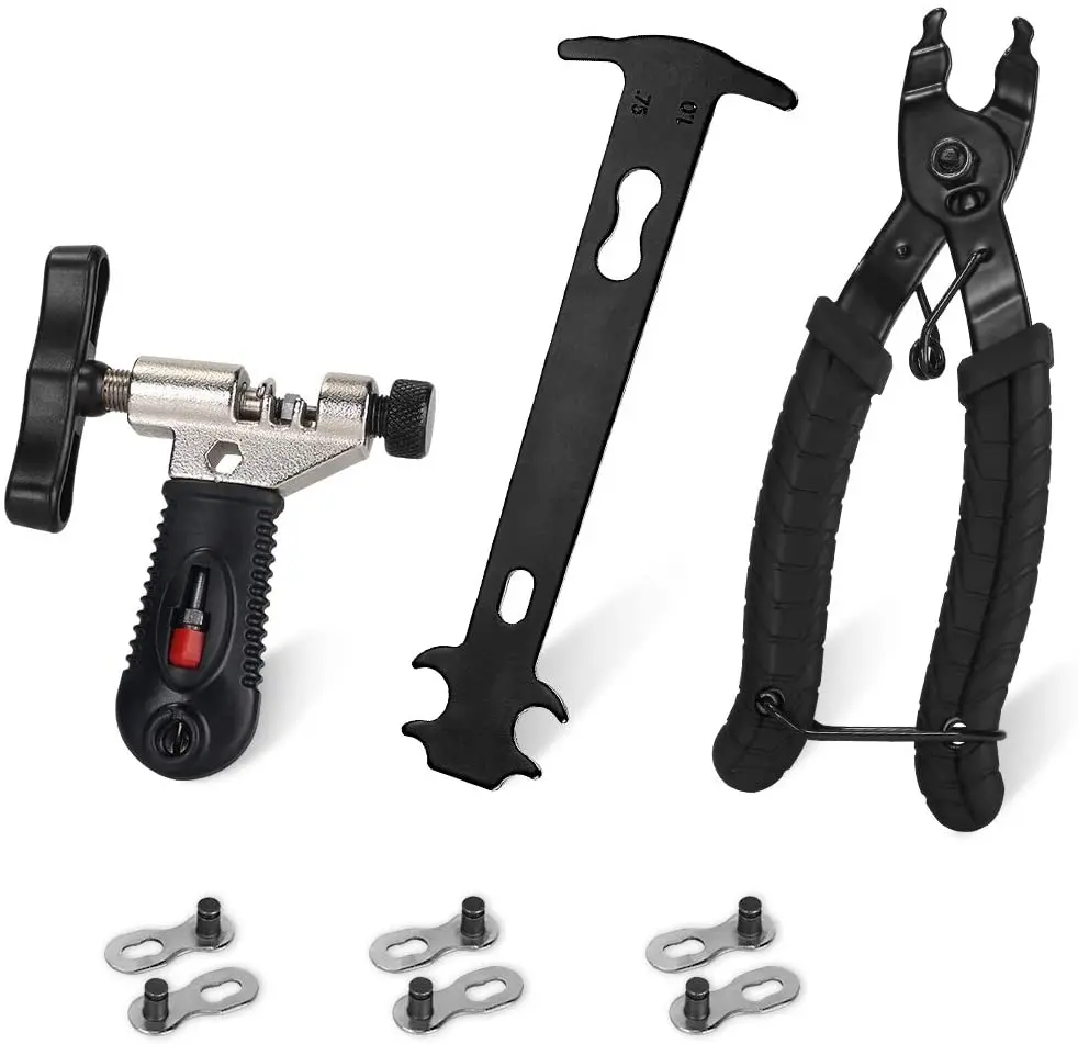 

Bike Chain Repair Tool Kit, Bike Master Link Pliers Remover Chain Breaker Splitter Cutter & Chain Wear Indicator Checker