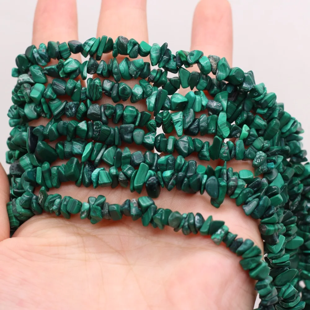 Natural Malachite Freeform Gravel Gem Stone Beads Irregular Chip Loose Beads for Jewelry Making DIY Bracelet Necklace Gift 15\'\'