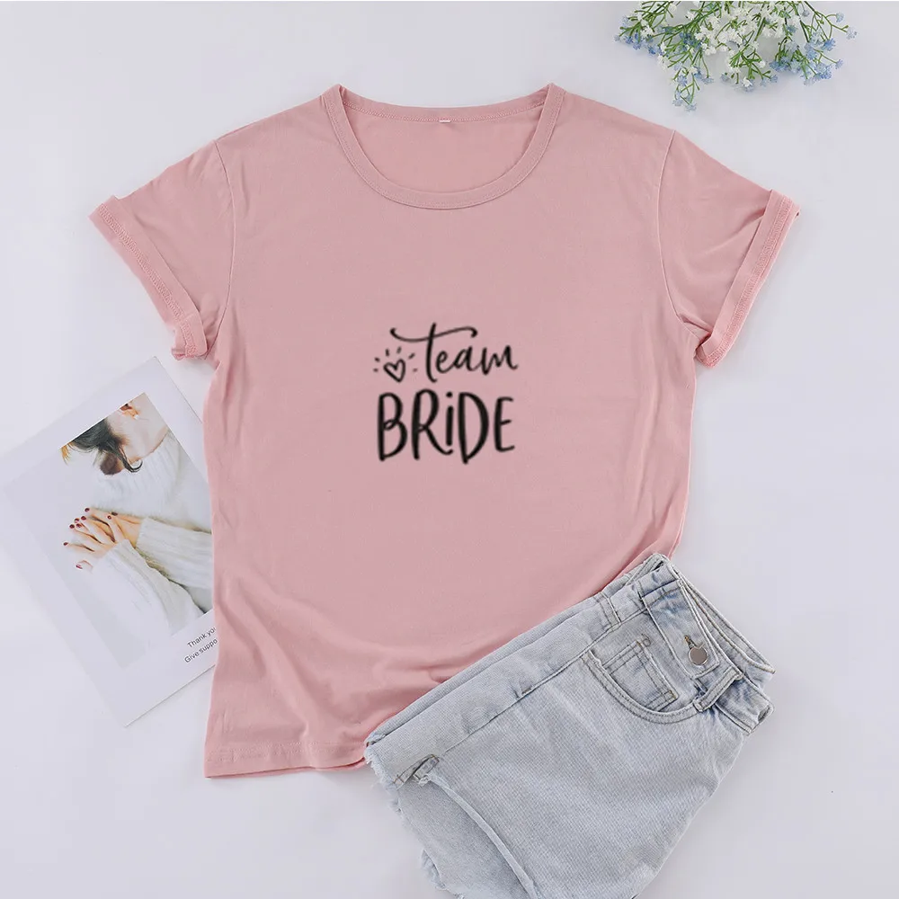 

Team bride couple t-shirt camiseta rosa feminina bride squad weed clothes pretty women fashion tees cotton graphic slogan tops