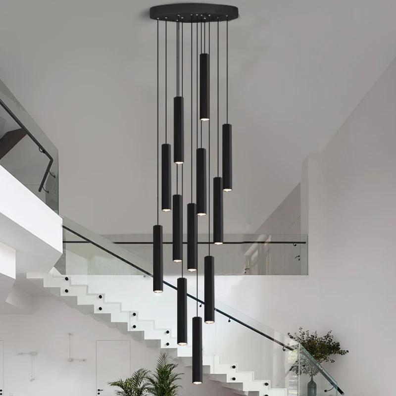 

Modern led chandelier duplex attic living room dining room stair chandelier warm retro strip chandelier hall stair lamp