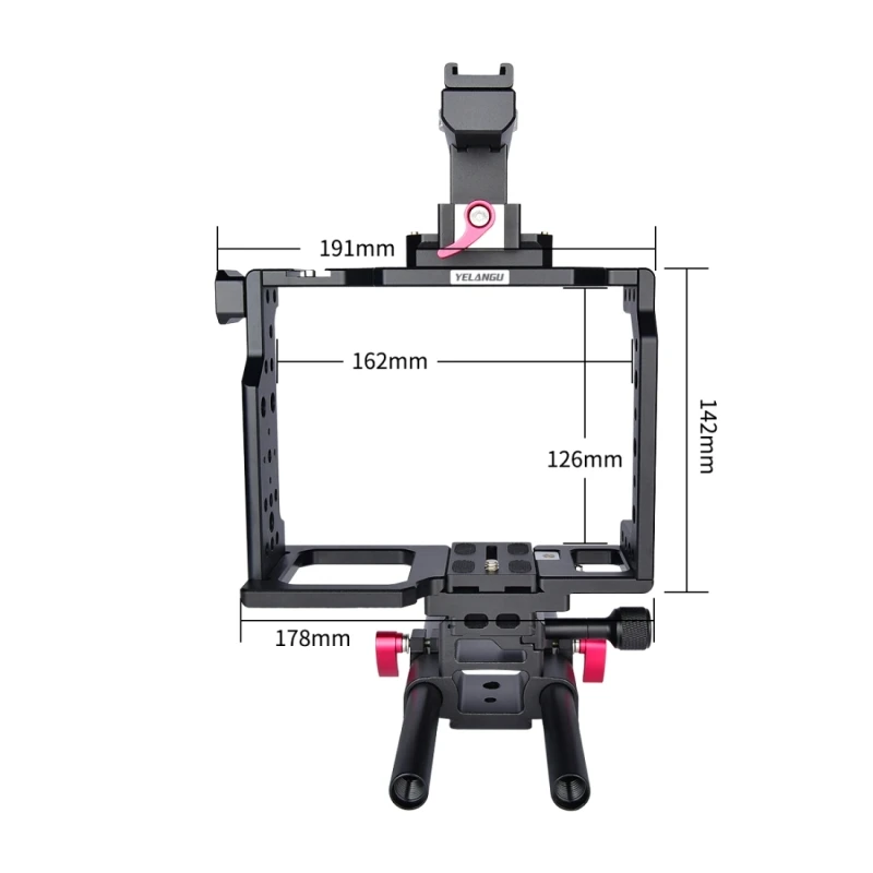 YELANGU C8 YLG0910 handle camera cage stabilizer can be mounted on a tripod of 38mm pan/tilt (black)