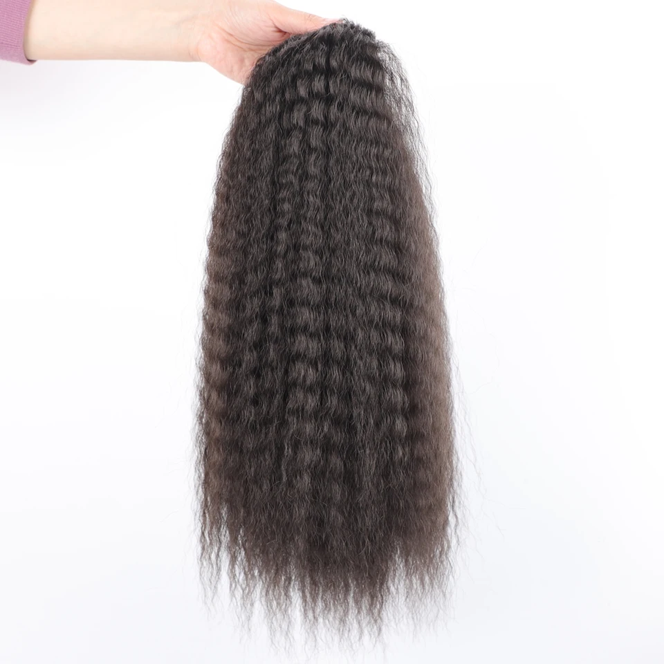 Coleta postiza sintética con cordón elástico para mujer, rizos kinky, afro puff 3