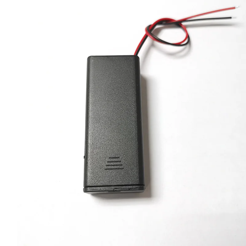 1Pcs/lot Plastic 2 AAA Battery Holder With Switch 2 x 1.5V AAA Battery Case Storage Box with Wire Leads and ON/Off Switch