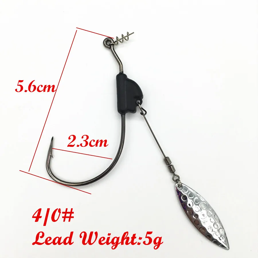 2Pcs*Sea Fishing Crankhook Weighted with Twist Locks Jig Head Hook Spinning Blade Wide Crank Fishhooks image 3