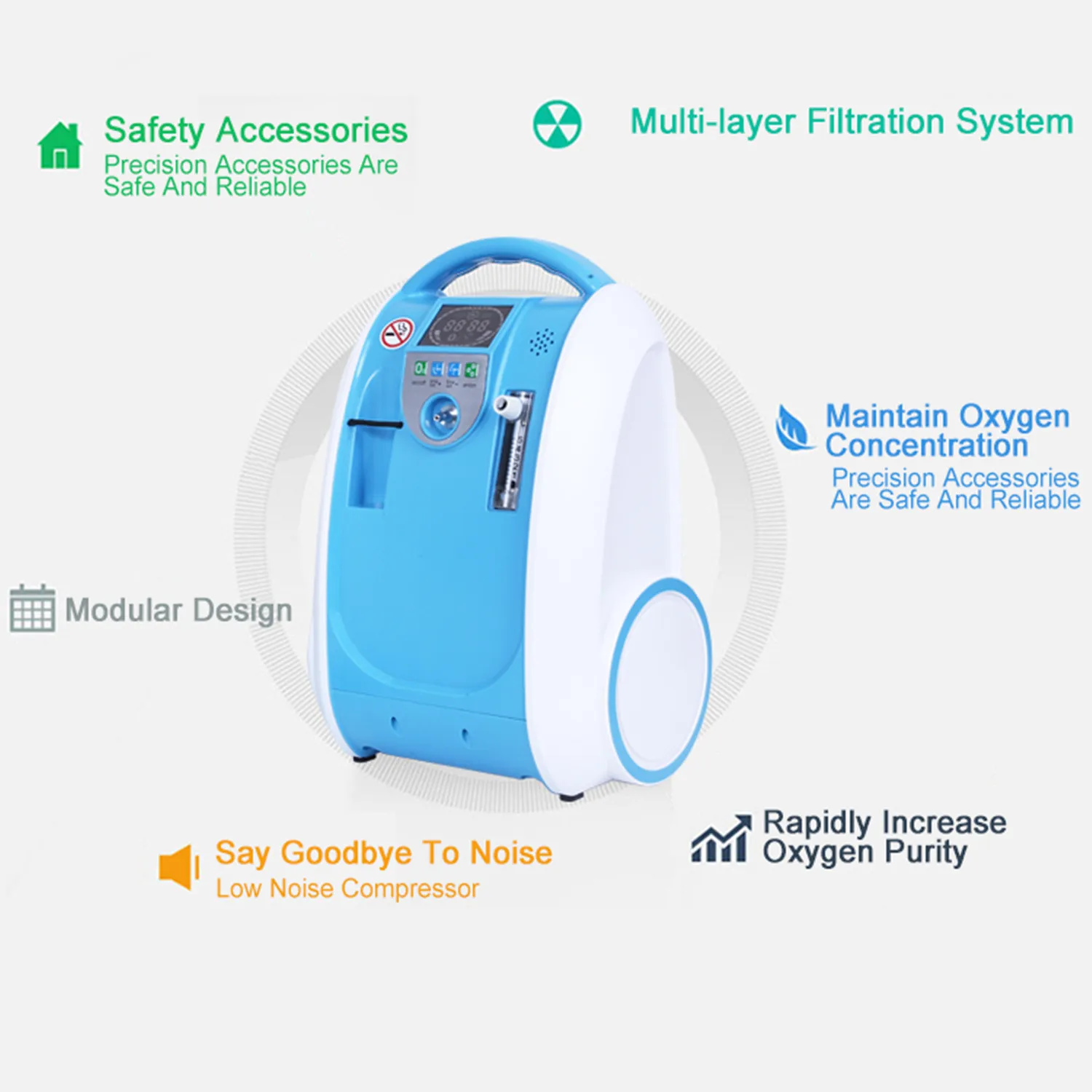 Oxygen Respirator Concentrator Household Generator Oxygen Inhaler 24 Hours Continuous Dropshipping