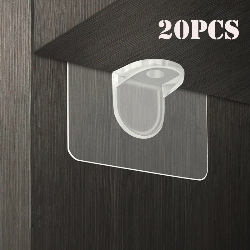 10/20Pcs Adhesive Shelf Support Pegs Drill Free Nail Instead Holders Closet Cabinet Shelf Support Clips Wall Hangers