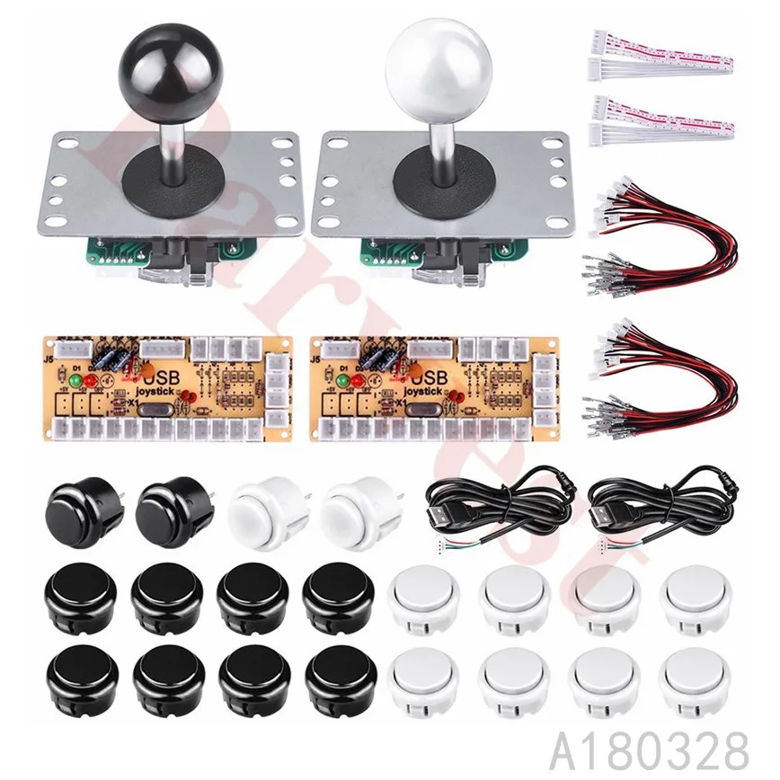 Arcade Game Buttons controller Kit with Arcade USB Encoder Board for Windows and Raspberry Pi x 5 Pin Sanwa Joystick and buttons