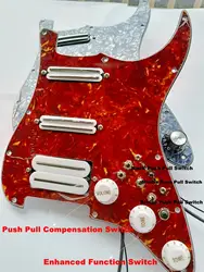 Multifunction Guitar Pickups Pickguard Red Tortoise Shell SSH White Dual Track Pickup 20 tone switches Super Wiring Assembly