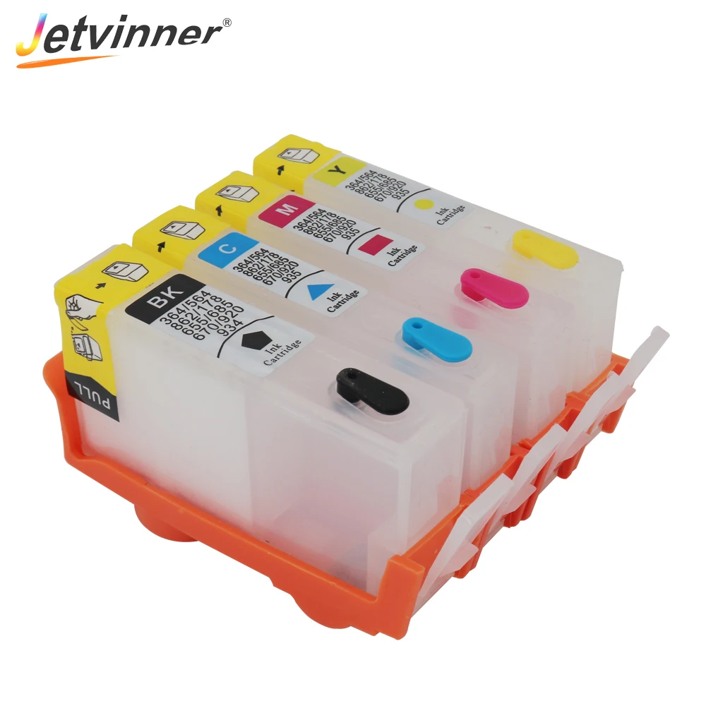 Jetvinner For HP 670 4-color Refillable Ink Cartridge for HP670 Deskjet 3525 4615 4625 5525 Printers with ARC chips