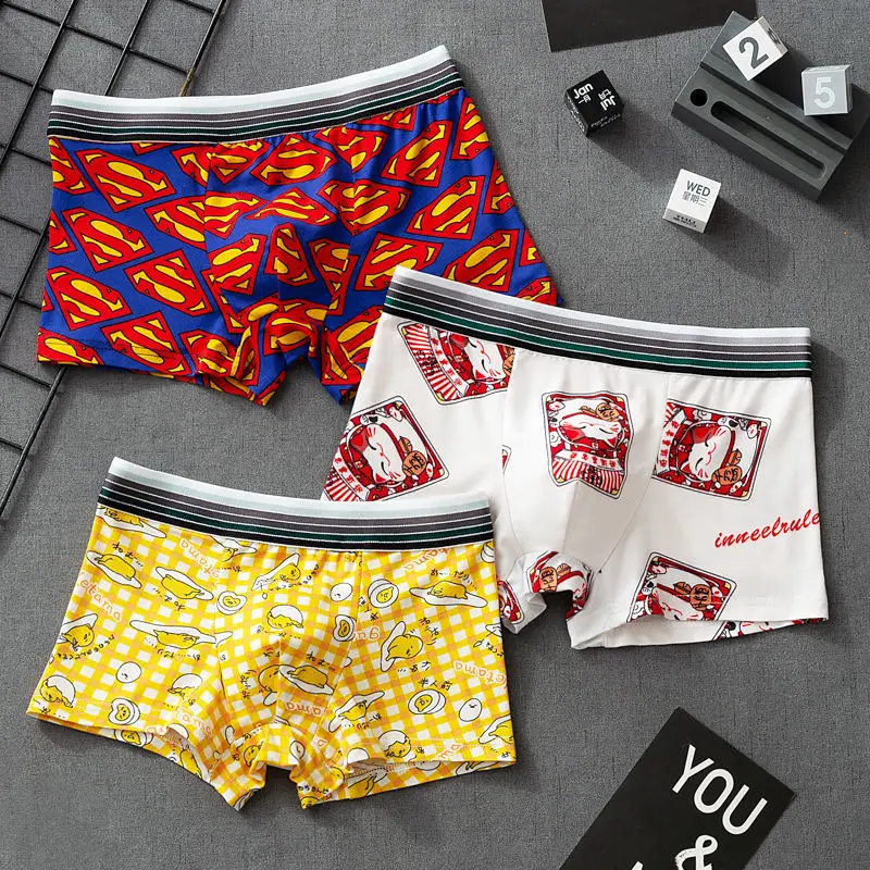 3pcs/Lot boxer briefs man Lovely Underpants Men boxers Cartoon men\'s funny panties with print Breathable sexy underwear for men