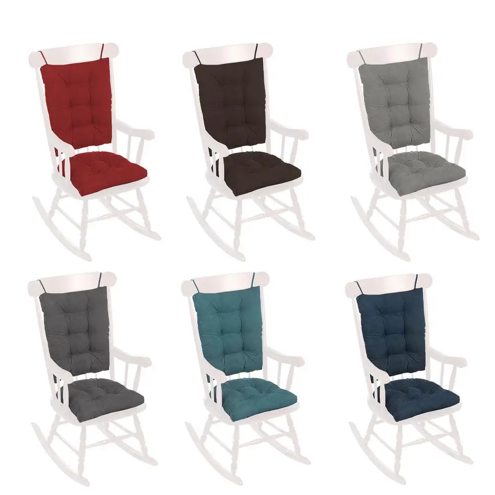 Rocking Chair Cushion 2 Piece Soft Tufted Pads Non-Slip Recliner Upper And Lower With Ties Indoor/Outdoor Home Garden