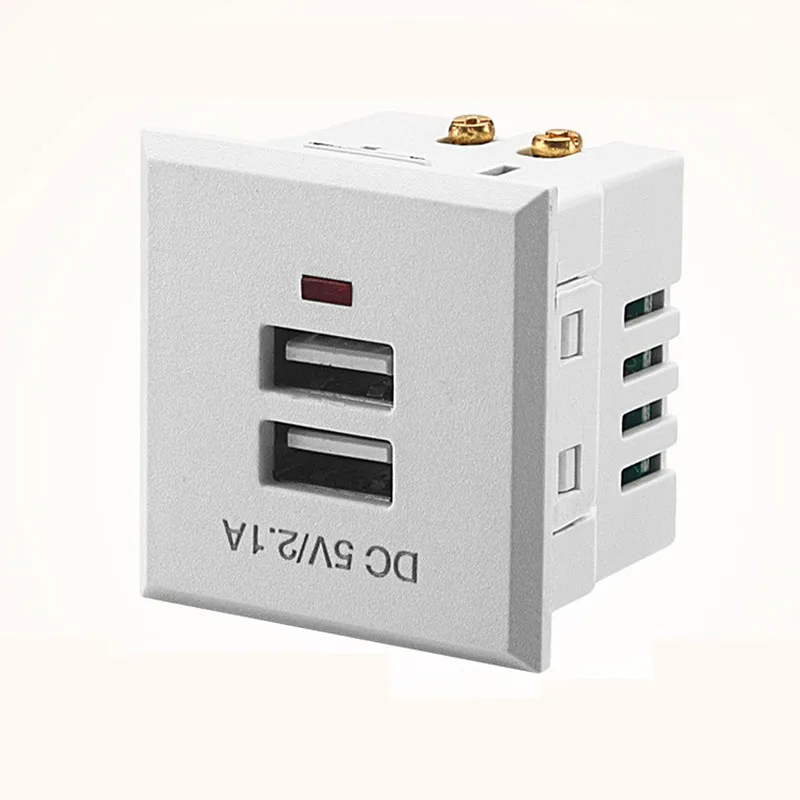 Black/White  5V 2.1A Card-type dual USB power socket embedded USB desktop socket DC charging power socket module