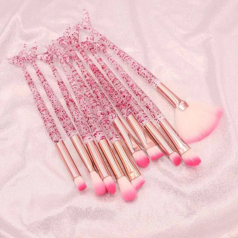 10PCS Mermaid Makeup Brushes Set Foundation Powder Eye Shadow Eyeliner Makeup Brushes Eyebrow Blush Lip Make Up Brush Mermaid