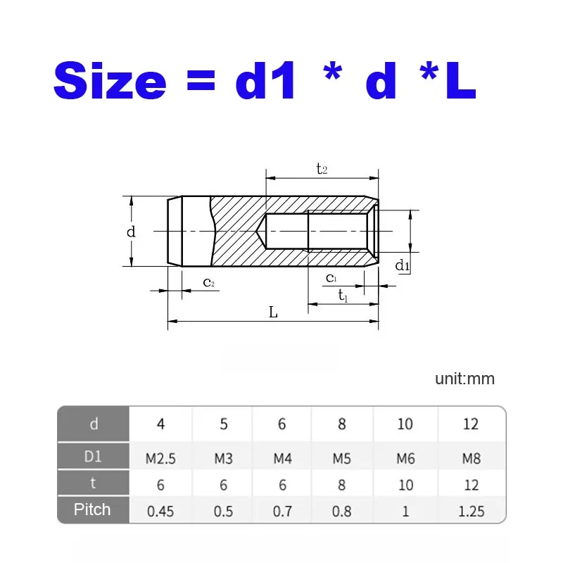 2/5pcs M2.5 M3 M4 M5 M6 M8 304 A2-70 Stainless Steel Parallel Pins With Internal Thread Single Hole Locating Dowel Pin GB120